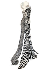 Fall 2008 Balmain by Christophe Decarnin Runway Zebra & Leopard Print Dress w Crystal Bolt