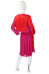 1980s Red & Pink Gianfranco Ferre Silk Dress