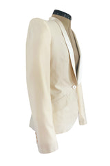Immaculately Tailored 2003 Alexander McQueen Ivory Jacket w Silk Satin Lapels