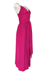 1970s Marita by Anthony Muto Pink Jeresey Wrapped Halter Dress