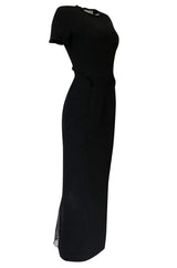 1990s Gianfranco Ferre Transparent Back w Bead Detailing Black Dress