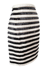 Resort 2015 Balmain Runway Graphic Striped Raffia Black & White Skirt