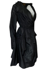 Teens or 1920s Ballas Hess Black Silk Jacket w Gorgeous Pockets & Sleeves