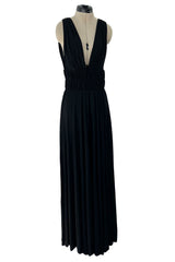 Documented Spring 1986 Yves Saint Laurent Runway Black Jersey Plunge Dress