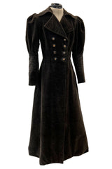 Documented Fall 1970 Yves Saint Laurent Brown Velvet Ultra Fine Corduroy Great Coat