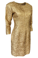 Fall 1991 Yves Saint Laurent Documented Gold Brocade Shift Dress