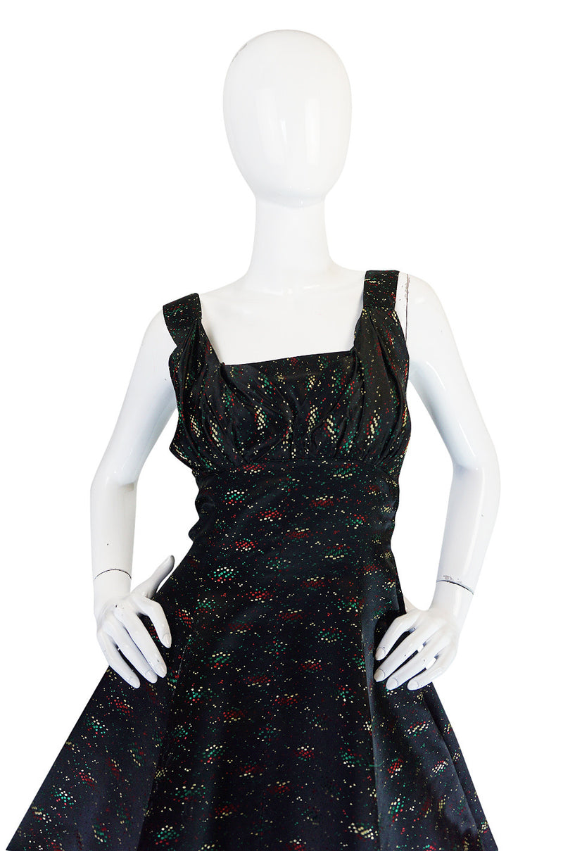 1950s Stunning Silk Satin Full Skirt Sweetheart Dress
