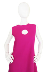 1990s Pink Keyhold Pierre Cardin Shift Dress