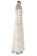Prettiest 2012 Valentino Tiered Ivory Lace Net Dress w Tiny Sequin & Bead Detailing