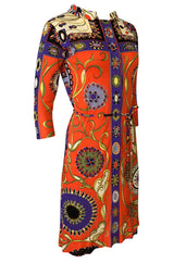 1960s Emilio Pucci Printed Silk Dress w Coppola e Toppo Tassel Belt