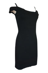 Documented 1992 Azzedine Alaia Off Shoulder Black Knit Dress