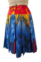 Iconic Spring 2005 Prada Runway Look 35 Printed Feather Pleated Silk Skirt