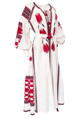 2017 Vita Kin White Linen Vyshyvanka  Red Embroidered Dress