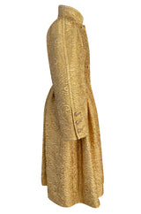 Extraordinary Fall 1991 Yves Saint Laurent Well Documented Gold Brocade Coat W Jewel Buttons