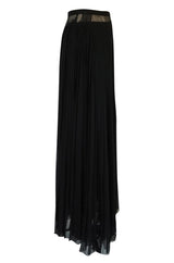 1970s Unlabeled Christian Dior Haute Couture Black Silk Chiffon Knife Pleated Skirt