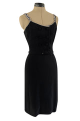 1960s Christian Dior Numbered Demi-Couture Dress w Glittering Crystal Rhinestone Straps