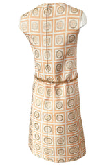 1960s Christian Dior Demi-Couture Peach & Metallic Gold Dress & Jacket