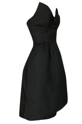 1970s Lanvin Strapless Silk Dress w Bow Detail & Layered Skirt