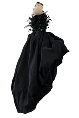 Extraordinary Fall 1996 Nina Ricci by Girard Pipard Haute Couture Feather & Beaded Silk Dress