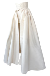 F/W 1996 Givenchy Couture Runway Ivory Silk Taffeta Over Skirt Cape