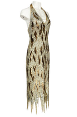 1970s Jean Louis Scherrer Gold & Copper Densely Sequinned Flame Dress
