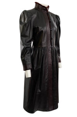 Documented Fall 1976 Yves Saint Laurent Russian Collection Leather Coat w Sheared Sheepskin Trim