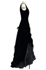 Fall 1998 Christian Lacroix Runway Black Velvet Dress W Signature Puffed Silk Taffeta Underskirt