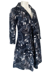 Spring 2006 Marni Blue & Grey Cotton Print Baby Doll Mini Dress