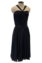 Stunning Fall 2005 Christian Dior by John Galliano Black Pleated Silk Jersey Corseted Dress