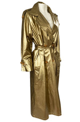 1980s Christian Dior Gold Coated Metallic Oversized Trench Coat