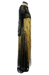 Fall 1997 Christian Lacroix Runway Black Lace Over Dress w a Slinky Silk Underdress