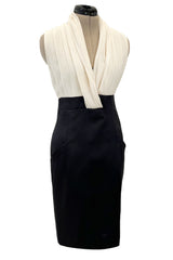 Classic Fall 2000 Chanel by Karl Lagerfeld Haute Couture Pleated Top & Black Silk Dress