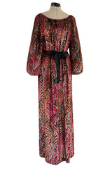 Late 1970s Possible Oscar de la Renta Metallic Gold & Fused Silk Velvet Dress