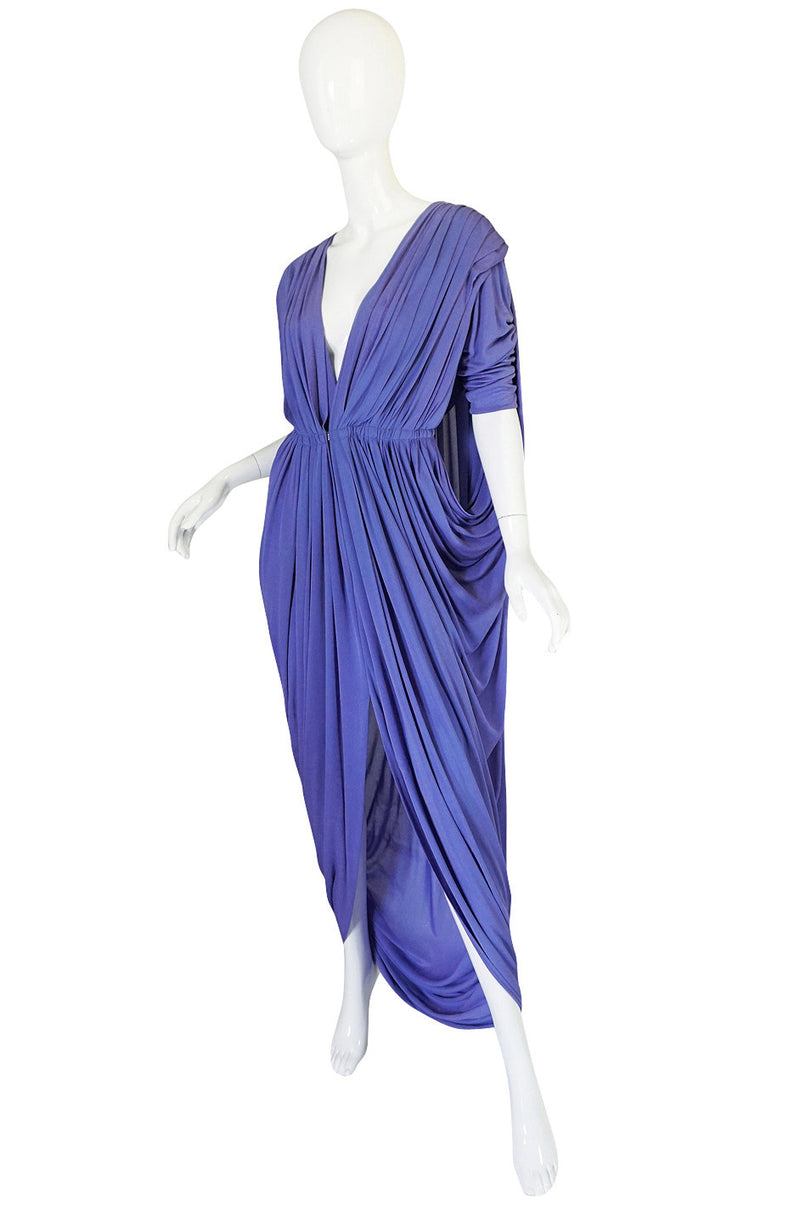 c1976 Rare Halston Draped Goddess Jersey Gown
