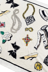 Iconic Spring 1994 Chanel Large Printed Towel in Cream & White
