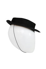 c1982-1987 Yves Saint Laurent Glossy Black Couture Boater Hat
