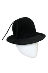 1970s Yves Saint Laurent Black Felt High Bowler Hat