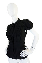 Stunnng Recent Black Silk Pleated Prada Top
