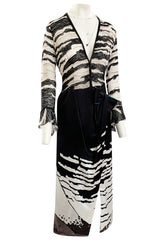 1996 Hanae Mori Haute Couture Hand Beaded Silk Chiffon & Printed Silk Dress