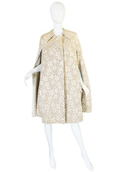 1960s Gold Silk Brocade Mr Blackwell Dress & Cape