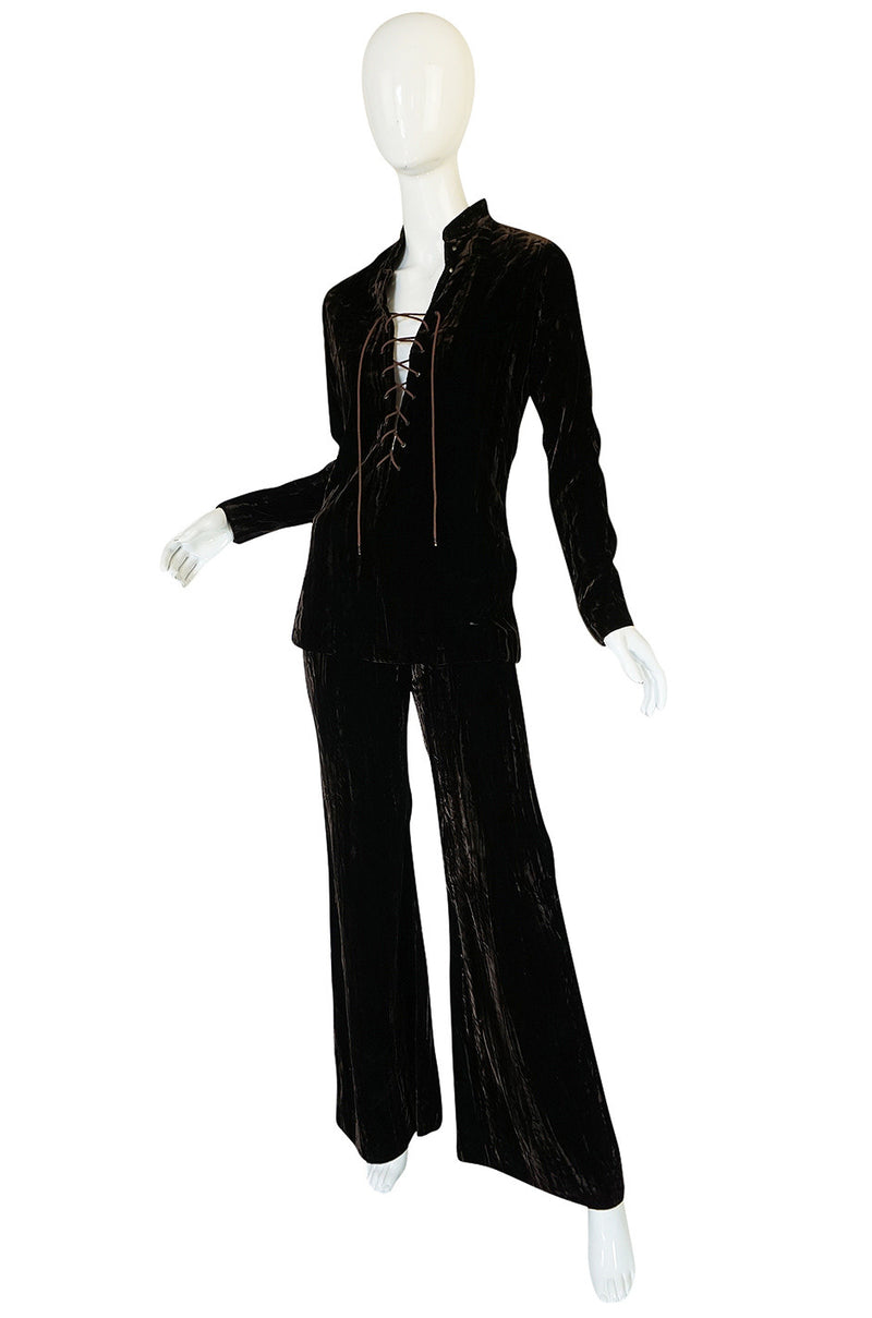 Important 1968-69 Yves Saint Laurent Chocolate Velvet Safari Suit