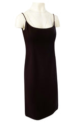 Spring 1968 Unlabeled Norman Norell Deep Brown Dress w Dipped Back