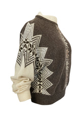 1980s Givenchy Shetland Wool Numbered Sweater w Bead & Sequin Detailing