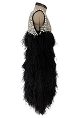 Gorgeous Fall 2010 Loris Azzaro by Vanessa Seward Runway Ostrich Feather & Huge Crystal Dress