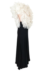 Fall 1987 James Galanos Extreme Ruffled Swiss Dot & Silk Dress