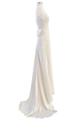 Recent Valentino Ivory Strapless Fitted Bodice Silk Wedding Dress w Train & Back Bow