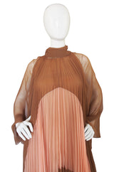 1970s Pleated Travilla Caftan Gown