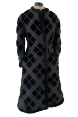 Fantastic 1970s Givenchy Top Stitched & Pacthwork Mixed with Faux Fur Deep Brown Coat