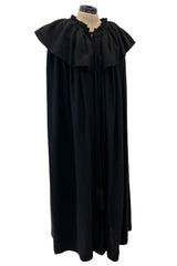 Fall 1977 Yves Saint Laurent Black Wool & Mohair Cape w Dramatic Collar