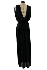 Spring 1983 Yves Saint Laurent Haute Couture Attr. Plunging Silk Jersey Top & Skirt Set
